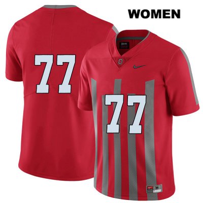 Women's NCAA Ohio State Buckeyes Nicholas Petit-Frere #77 College Stitched Elite No Name Authentic Nike Red Football Jersey XG20T12WB